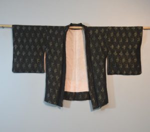 Metallic Thread on Black Japanese Silk Haori Jacket