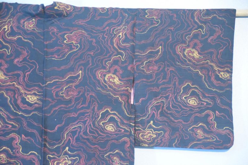 Printed Design on Black Japanese Silk Haori Jacket - Image 10