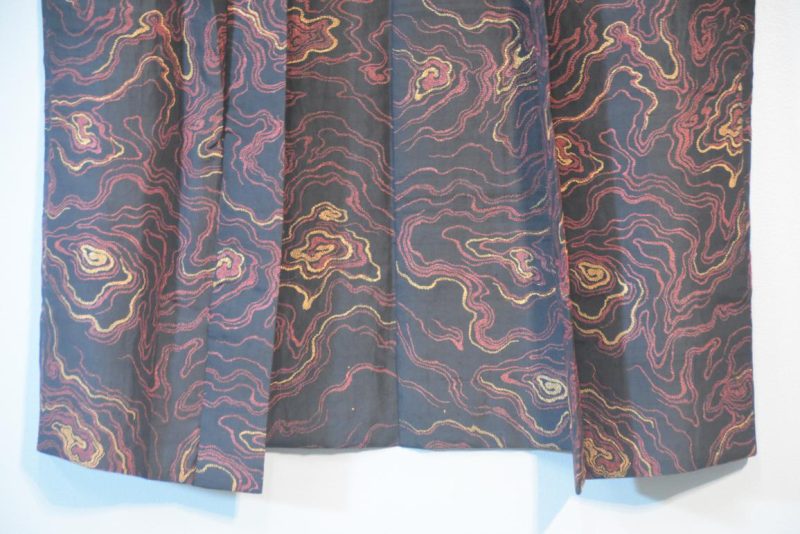 Printed Design on Black Japanese Silk Haori Jacket - Image 6