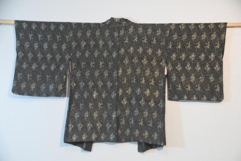 Metallic Thread on Black Japanese Silk Haori Jacket - Image 4