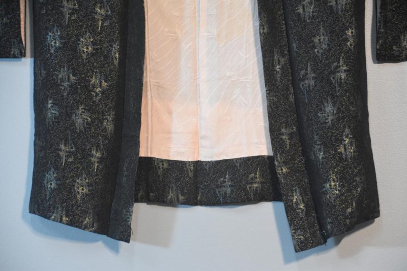 Metallic Thread on Black Japanese Silk Haori Jacket - Image 7