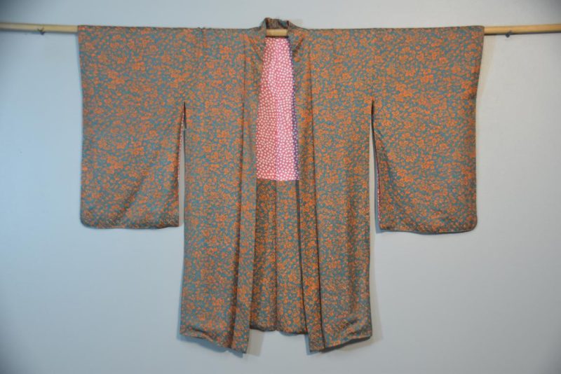 Orange and Teal Soft Silk Haori Jacket - Image 4