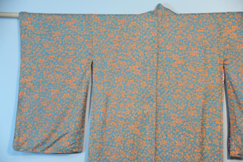 Orange and Teal Soft Silk Haori Jacket - Image 8