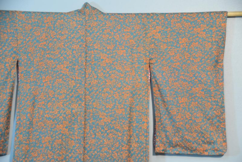 Orange and Teal Soft Silk Haori Jacket - Image 9
