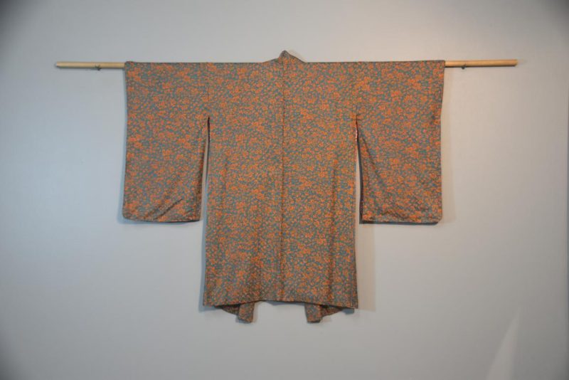 Orange and Teal Soft Silk Haori Jacket
