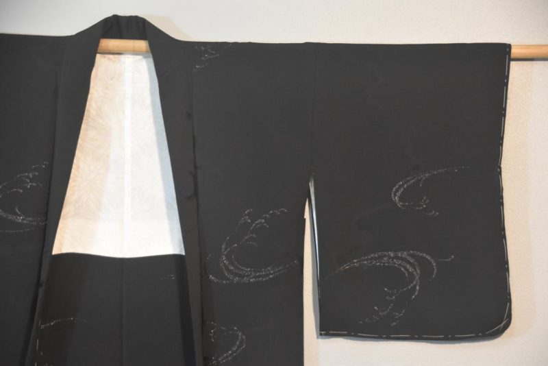 Black Metallic Embroidered Silk Jacquard Haori Jacket - Image 7
