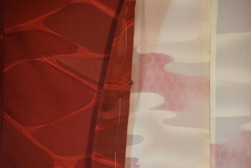 Red Jacquard Japanese Silk Haori Jacket - Image 2