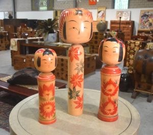 Set of 3 Kokeshi Japanese Dolls