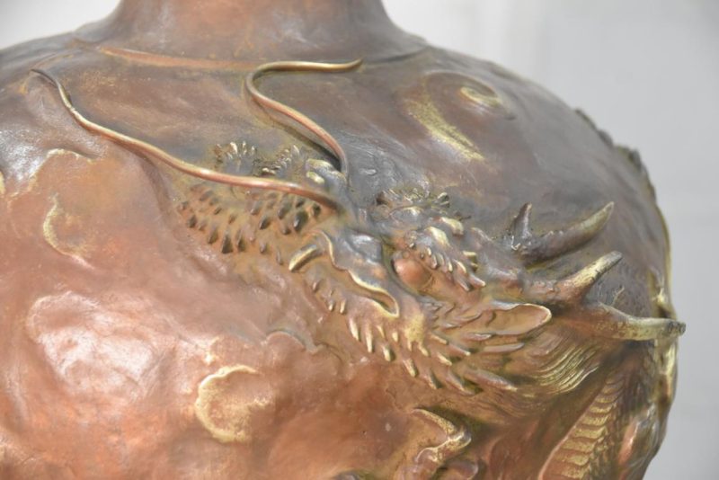 Large Japanese Bronze Dragon Vase Height:450mm - Image 5