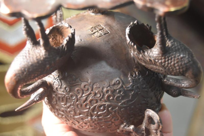 Japanese Bronze Incense Burner Width:160mm - Image 9