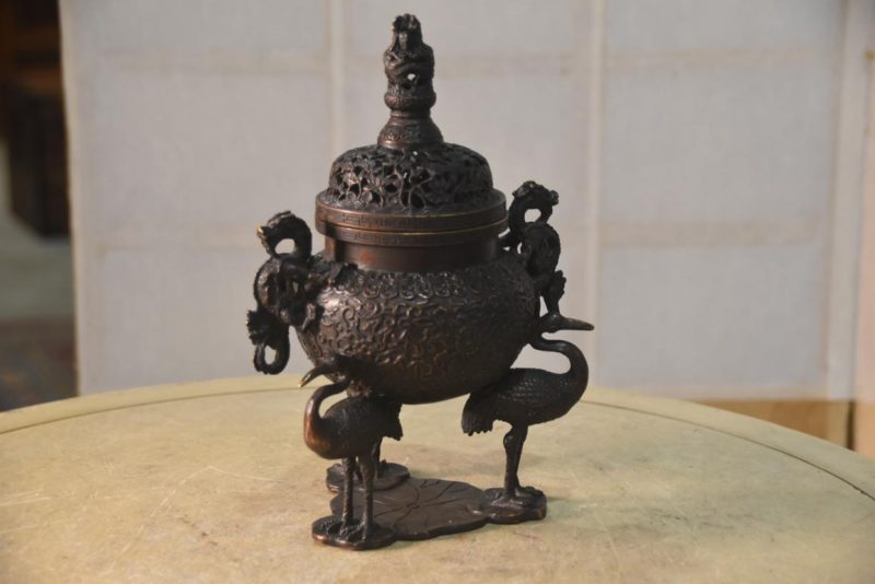 Japanese Bronze Incense Burner Width:160mm - Image 4