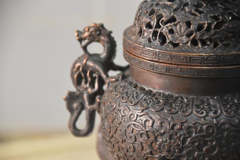 Japanese Bronze Incense Burner Width:160mm - Image 2