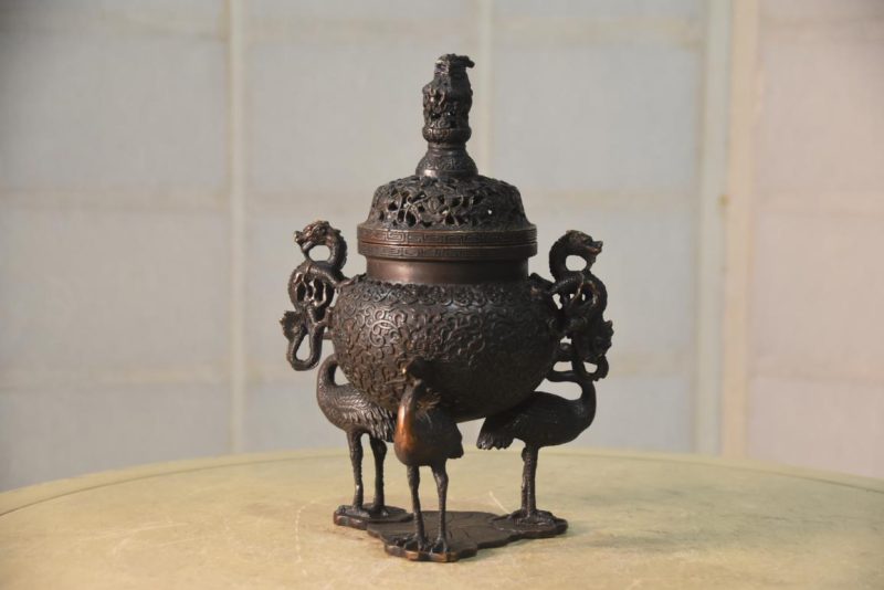 Japanese Bronze Incense Burner Width:160mm - Image 3