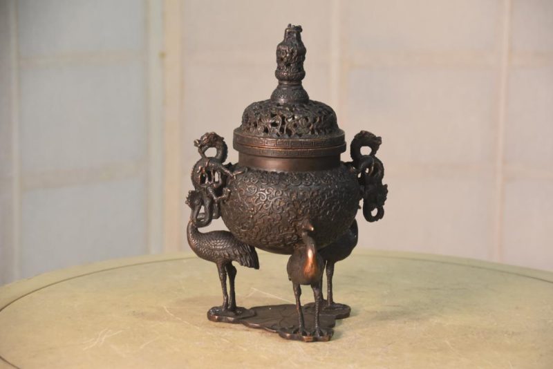 Japanese Bronze Incense Burner Width:160mm