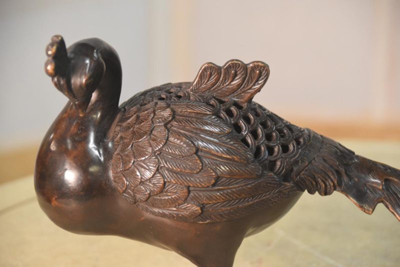 Japanese Bronze Phoenix Incense Burner Width:390mm - Image 2
