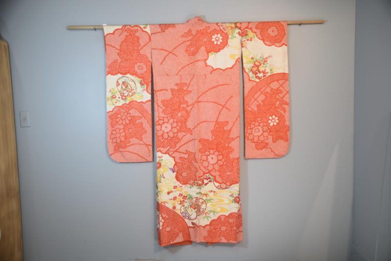 Japanese Silk Shibori Furisode Kimono