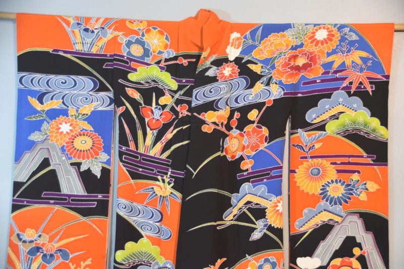 Japanese Silk Crepe Furisode Kimono - Image 9