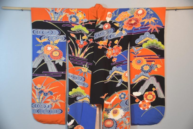 Japanese Silk Crepe Furisode Kimono - Image 8