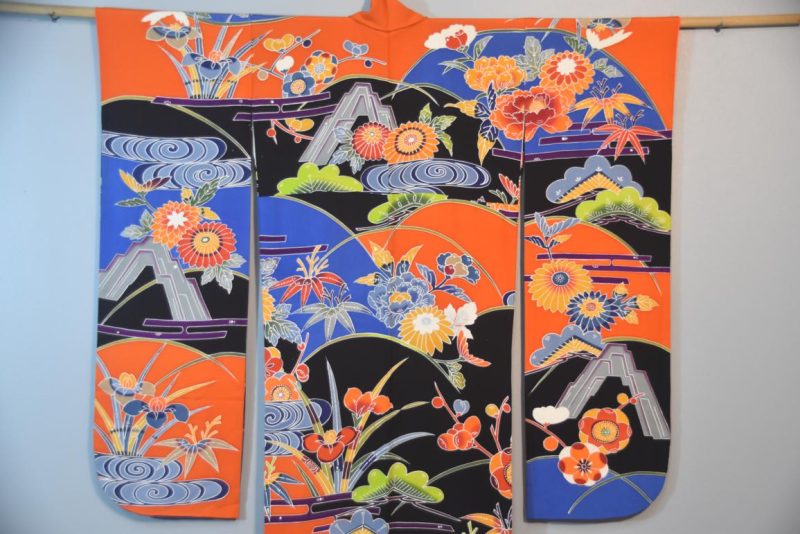 Japanese Silk Crepe Furisode Kimono - Image 6