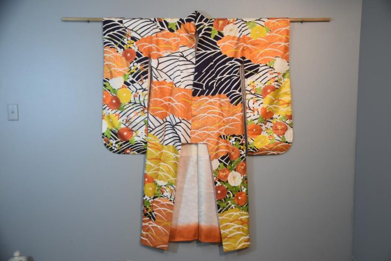 Colourful Chrysanthemum Japanese Silk Furisode - Image 4