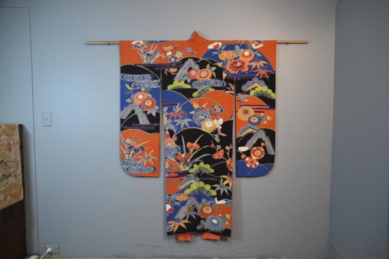 Japanese Silk Crepe Furisode Kimono