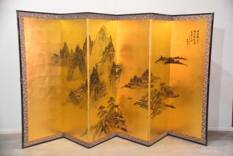Landscape on Gold 6 Panel Screen Width:3500mm - Image 8