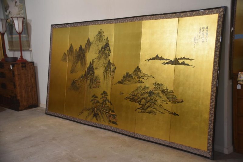 Landscape on Gold 6 Panel Screen Width:3500mm - Image 5