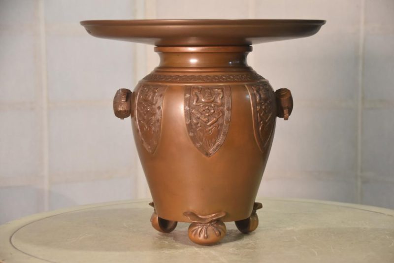 Japanese Cast Bronze Usubata Vase Width:300mm