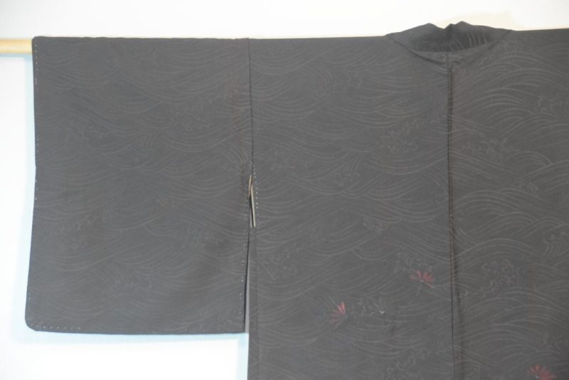 Black Silk Jacquard Vintage Haori Jacket - Image 11