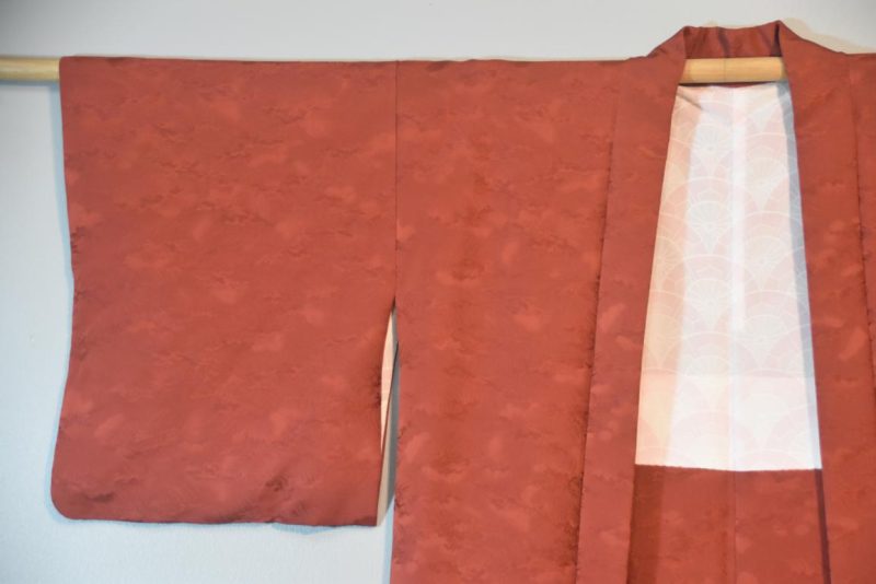 Rust Silk Jacquard Vintage Haori Jacket - Image 5