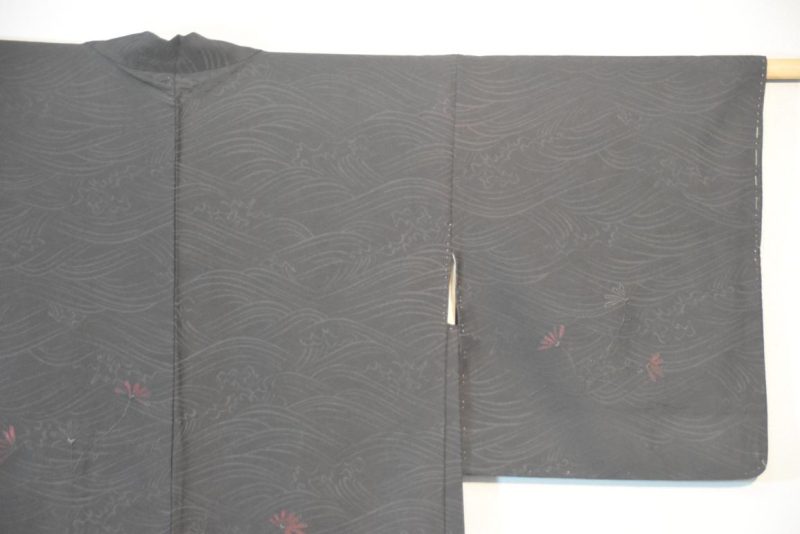 Black Silk Jacquard Vintage Haori Jacket - Image 12