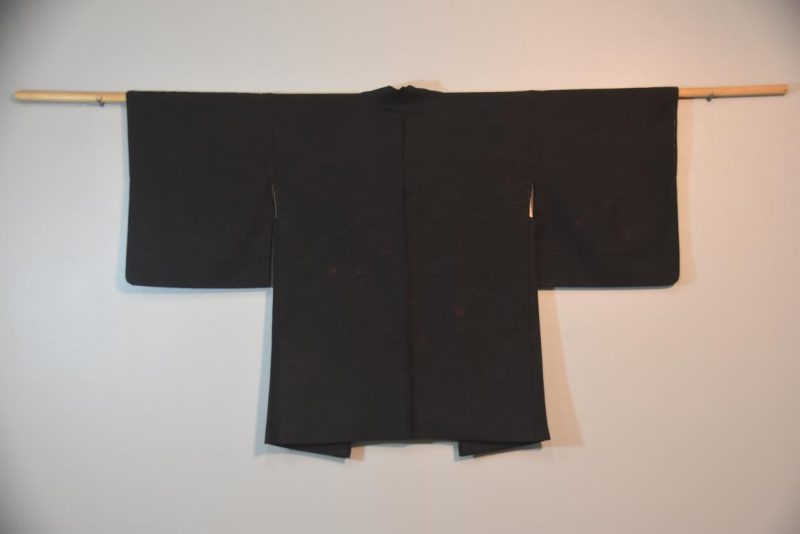 Black Silk Jacquard Vintage Haori Jacket