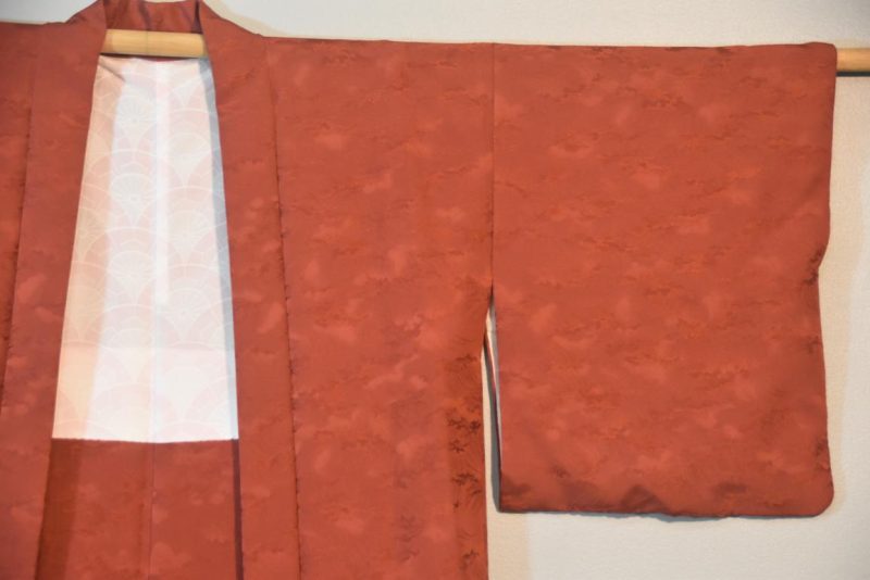 Rust Silk Jacquard Vintage Haori Jacket - Image 6