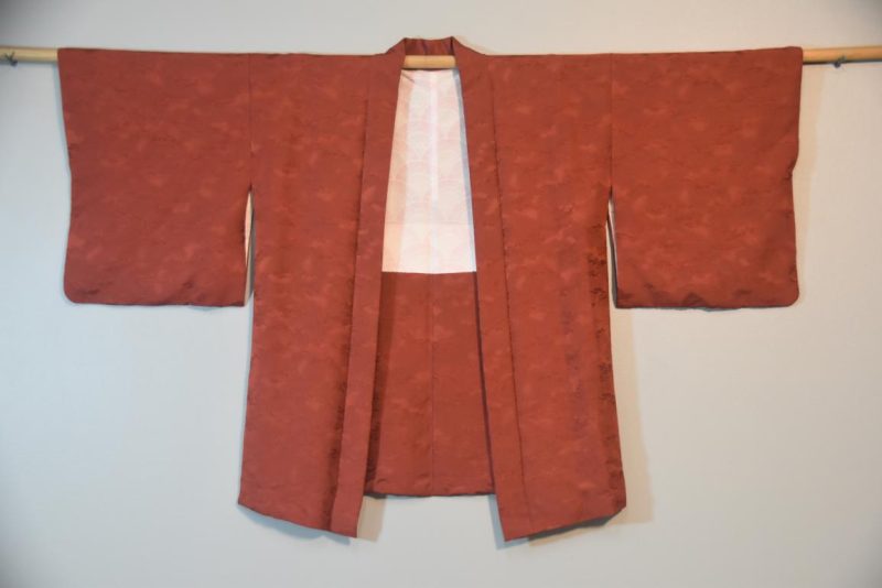 Rust Silk Jacquard Vintage Haori Jacket - Image 11