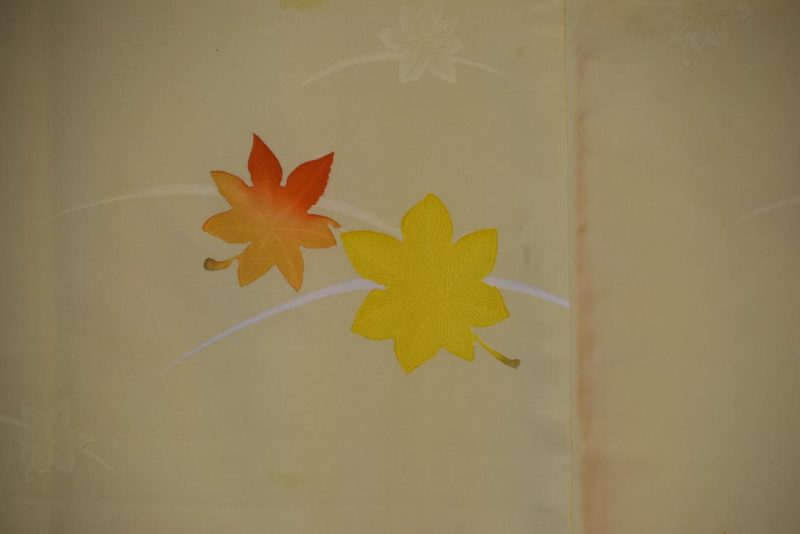 Lemon Maple Leaves Vintage Silk Haori Jacket - Image 2