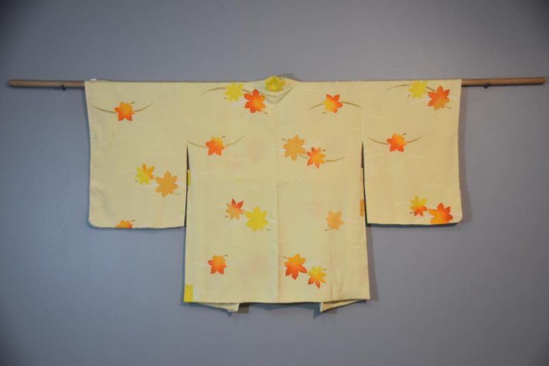 Lemon Maple Leaves Vintage Silk Haori Jacket