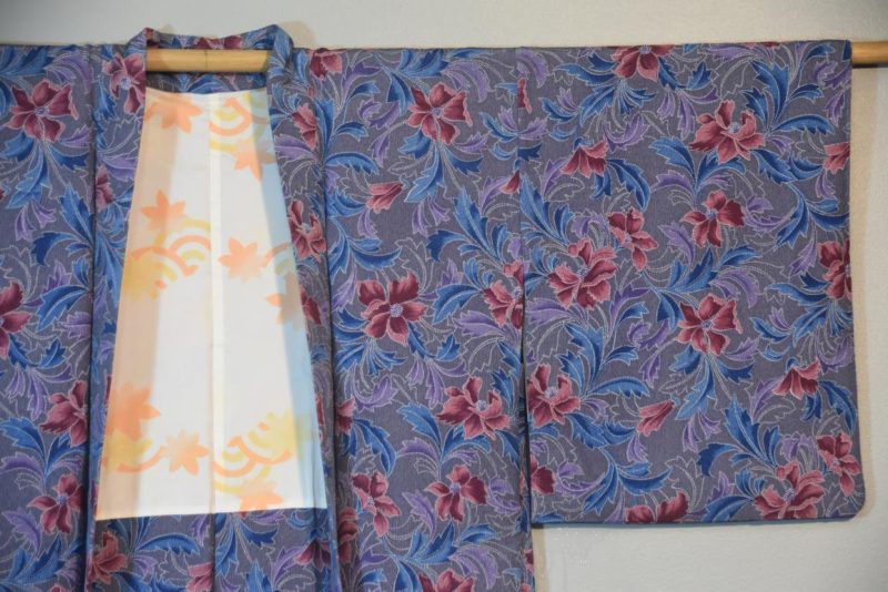 Mauve Floral Vintage Silk Haori Jacket - Image 3