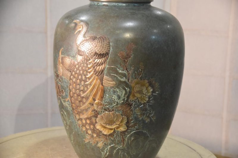 Bronze Peacock Vase Height:395mm - Image 4