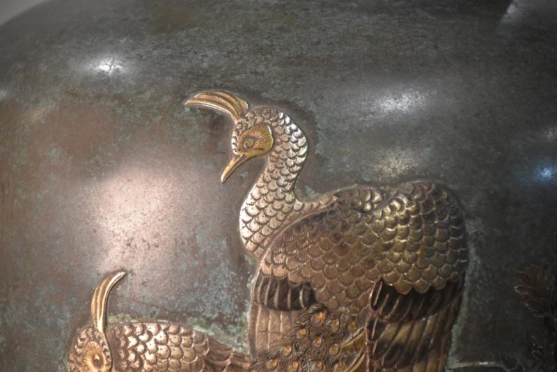 Bronze Peacock Vase Height:395mm - Image 2