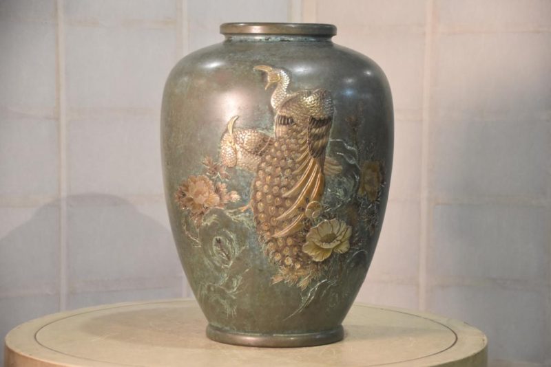 Bronze Peacock Vase Height:395mm - Image 3