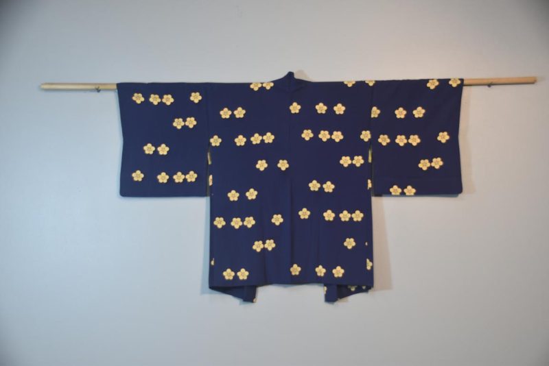 Dark Blue with Blossoms Vintage Silk Haori Jacket