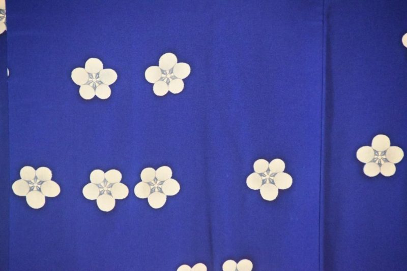 Dark Blue with Blossoms Vintage Silk Haori Jacket - Image 2