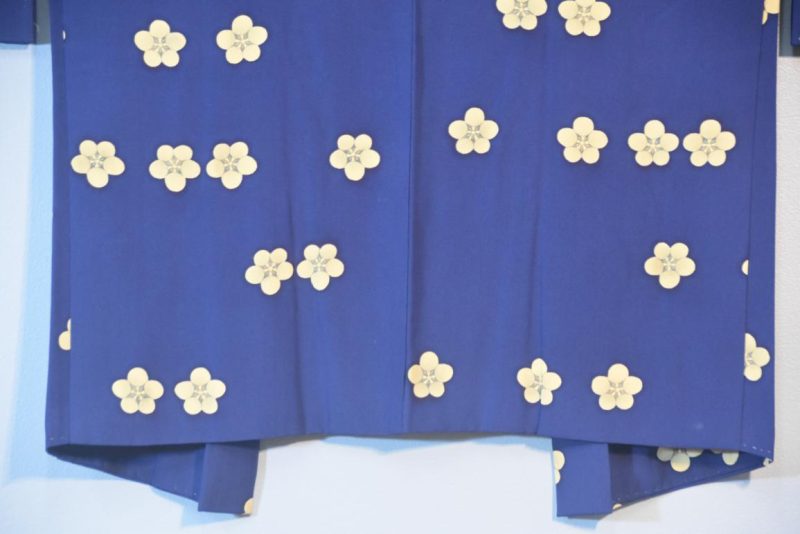 Dark Blue with Blossoms Vintage Silk Haori Jacket - Image 7