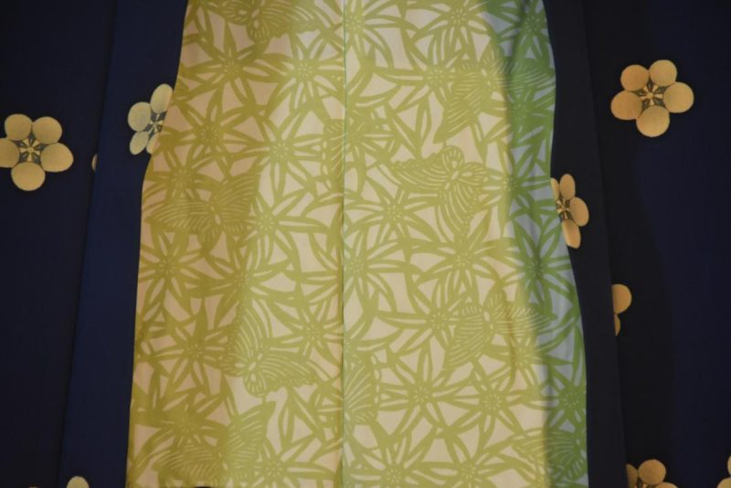 Dark Blue with Blossoms Vintage Silk Haori Jacket - Image 3