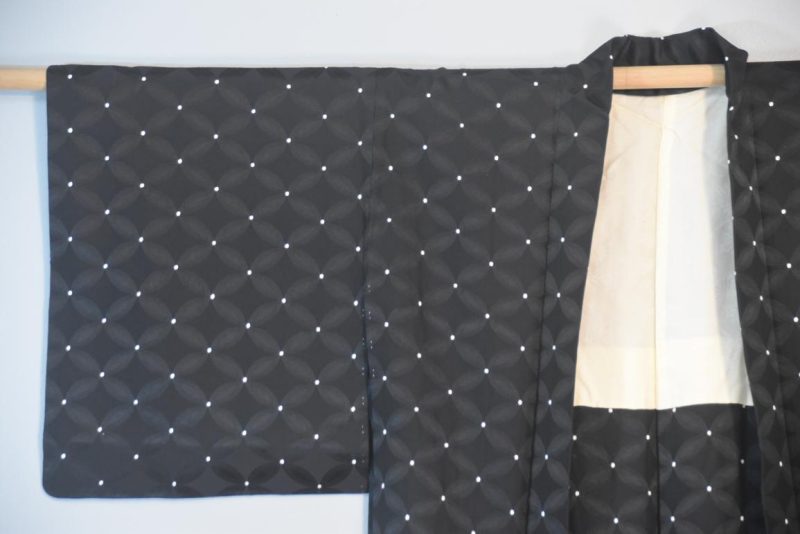 Black Jacquard Vintage Silk Haori Jacket - Image 5