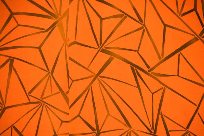 Orange Geometric Vintage Silk Haori Jacket - Image 2