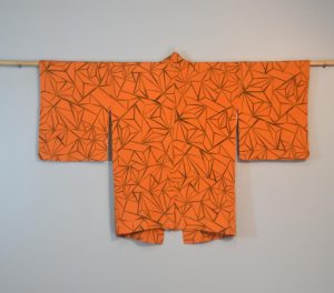 Orange Geometric Vintage Silk Haori Jacket