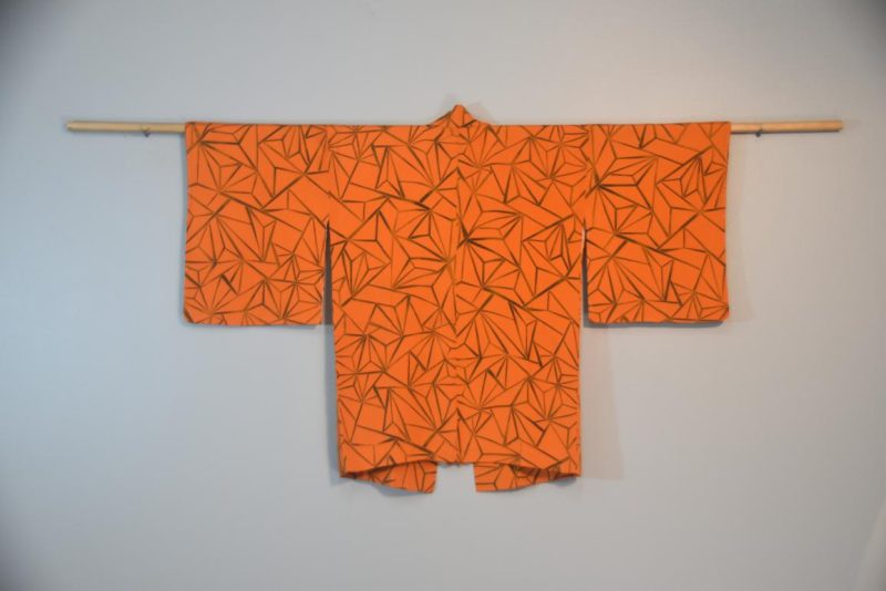 Orange Geometric Vintage Silk Haori Jacket