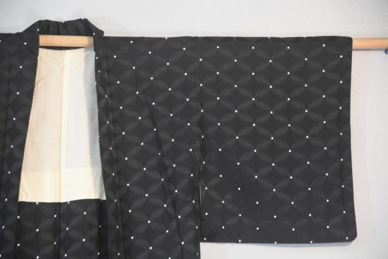 Black Jacquard Vintage Silk Haori Jacket - Image 6