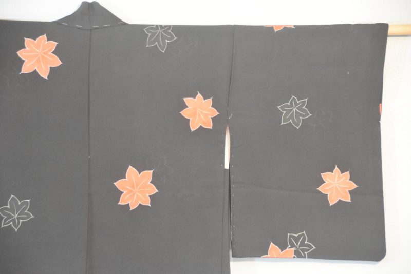 Maple Leaves Vintage Silk Haori Jacket - Image 8